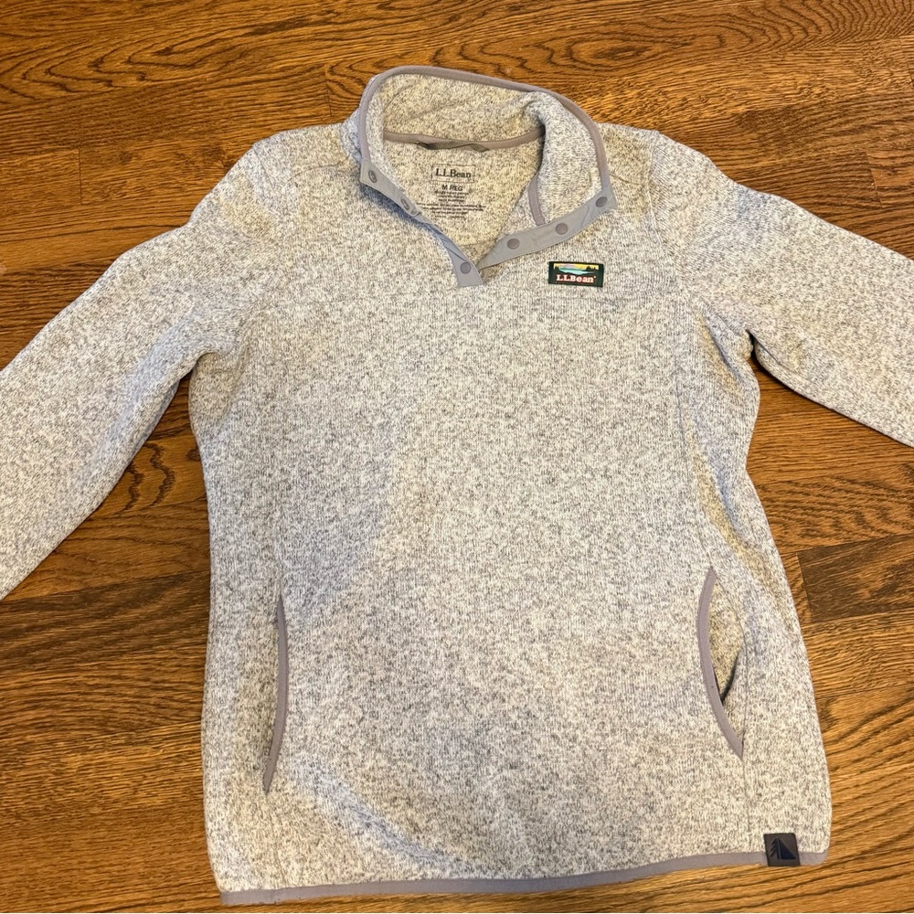 L.L. Bean Light Gray Snap Fleece